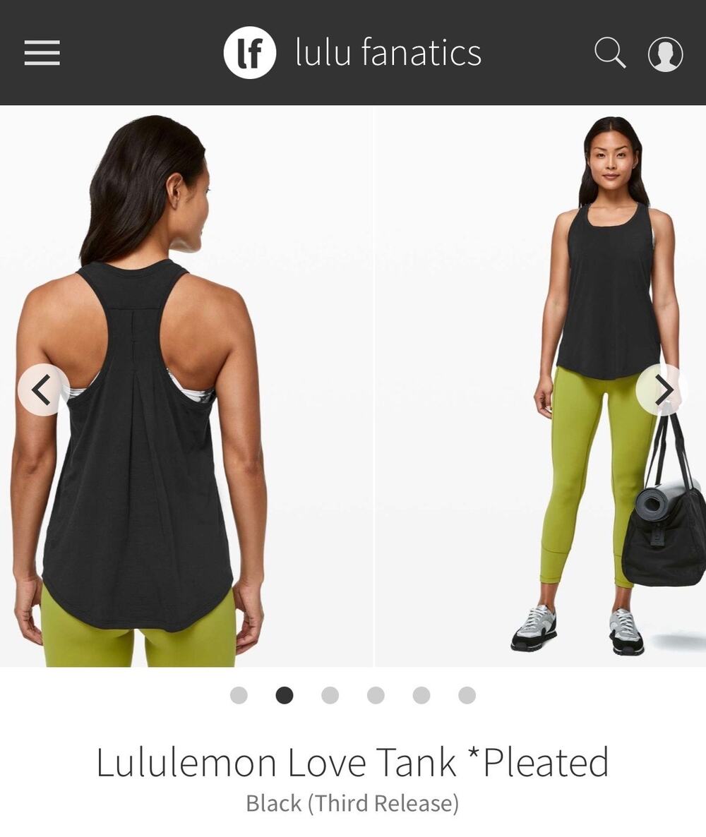 Lululemon Love Tank *Pleated, Color Black, Pima Cotton, Size L/XL